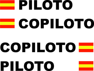 Pegatina Tu nombre (piloto + copiloto) + Bandera España